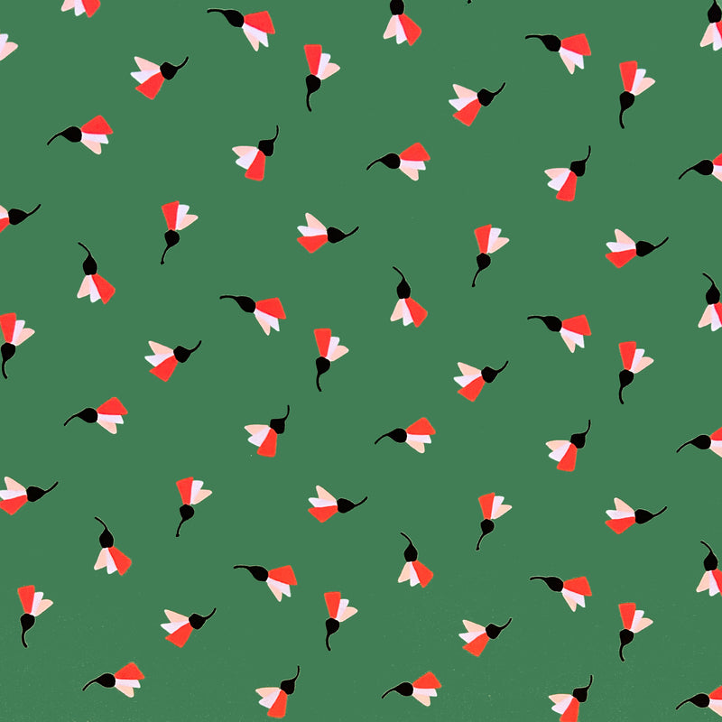 Load image into Gallery viewer, Green Fan Flower Crepe De Chine