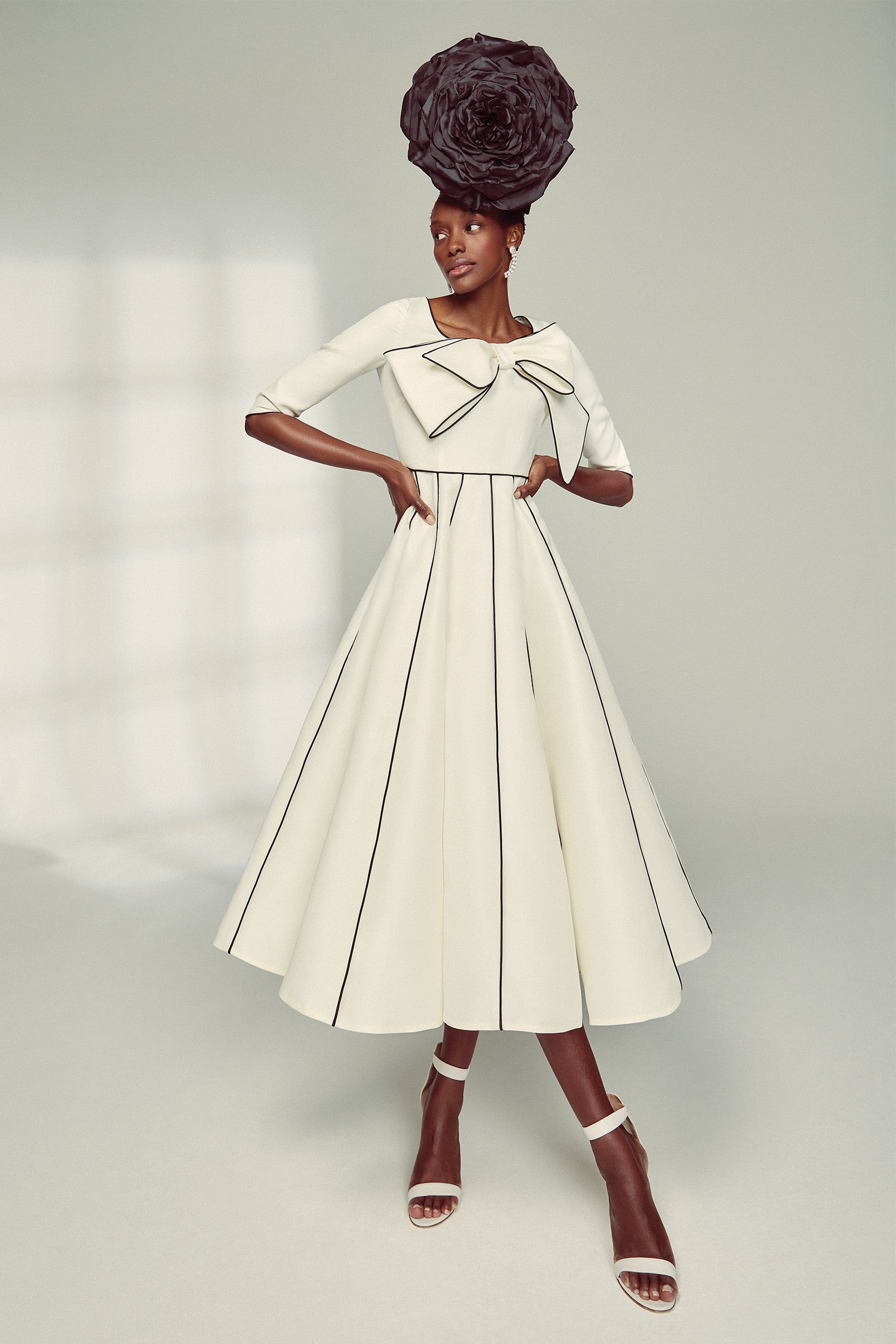 Helena Monochrome Gazar Dress