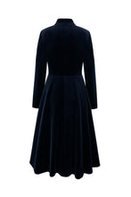 Load image into Gallery viewer, Hunter Coat Dress Navy Sustainable Velvet
