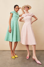 Load image into Gallery viewer, Leo Gingham Tweed Emerald Fit and Flare Dress