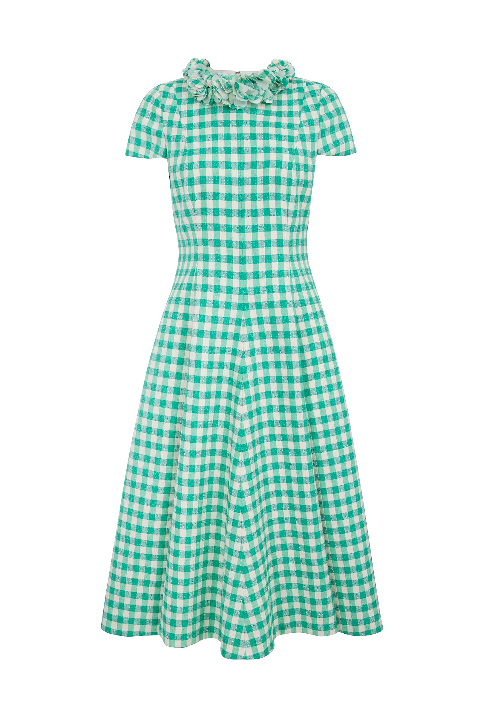Leo Gingham Tweed Emerald Fit and Flare Dress