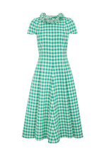 Load image into Gallery viewer, Leo Gingham Tweed Emerald Fit and Flare Dress