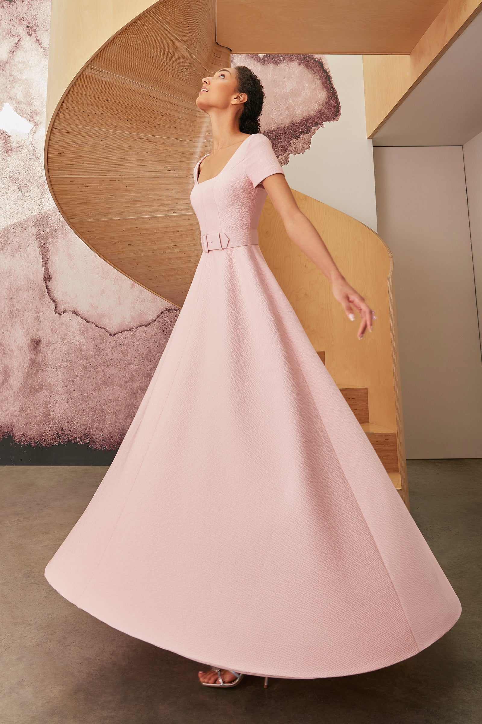 Miami Gown Soft Pink Cloque