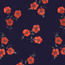 Load image into Gallery viewer, Navy Poppy Crepe De Chine