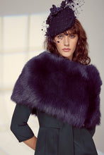 Load image into Gallery viewer, Luxury Sheepskin Wrap Cape Navy