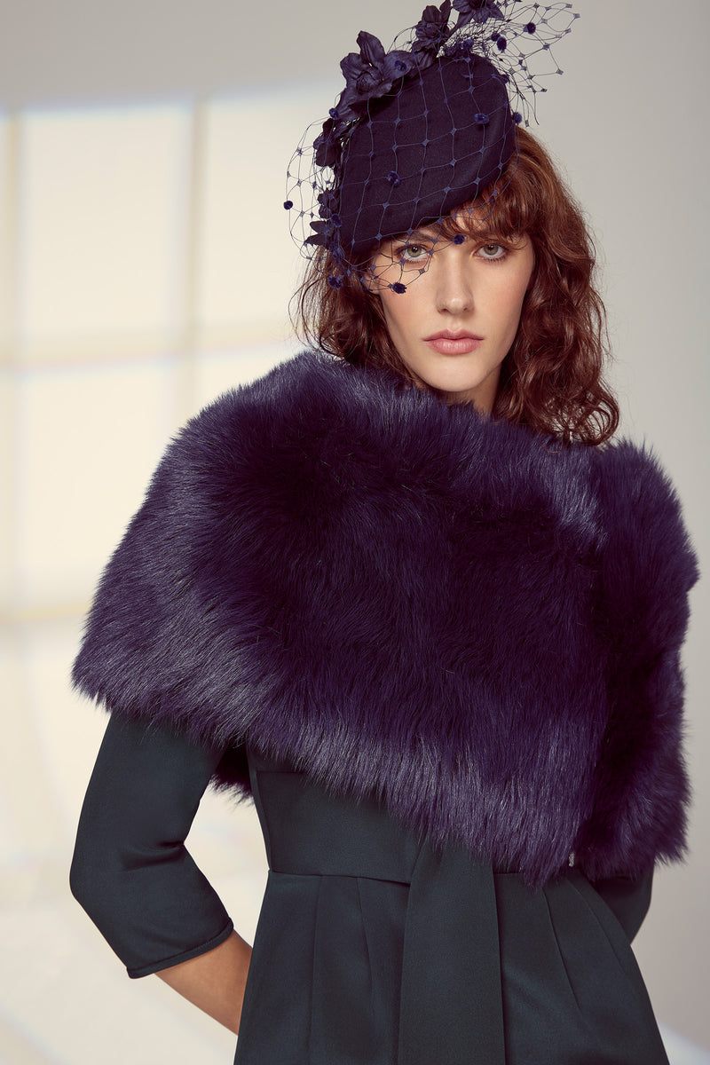 Load image into Gallery viewer, Nebraska Sheepskin Cape Navy