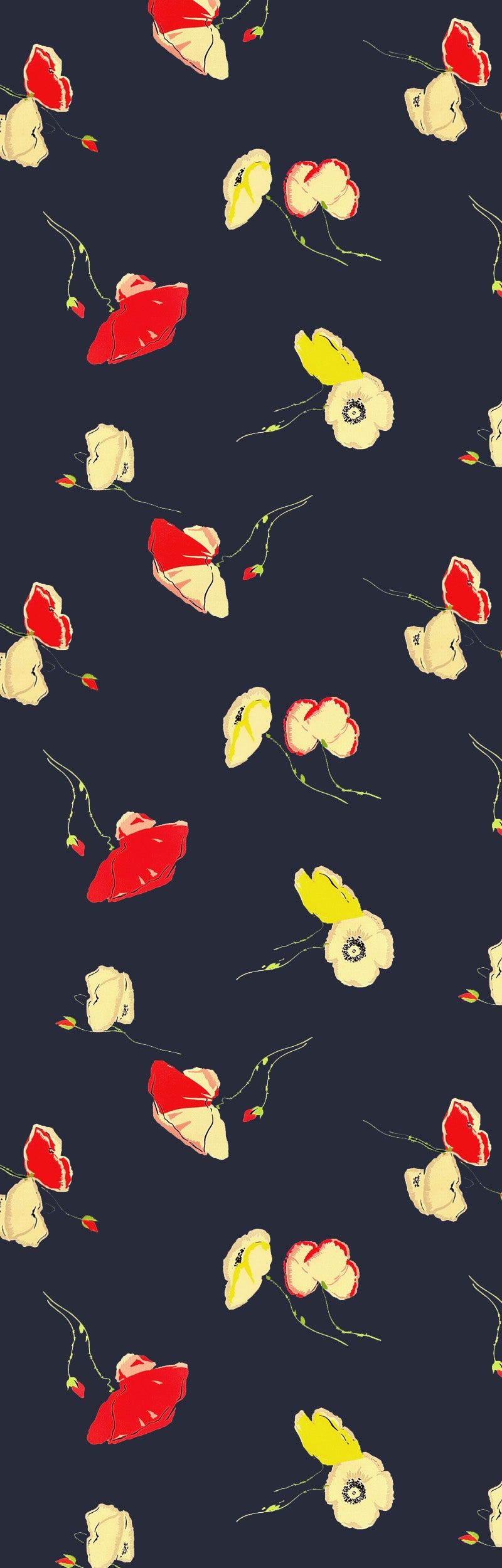 Load image into Gallery viewer, Navy Vintage Poppy Silk Twill