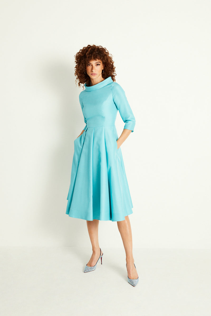 Load image into Gallery viewer, Silk Gazar Obsession Midi Dress Sea Foam