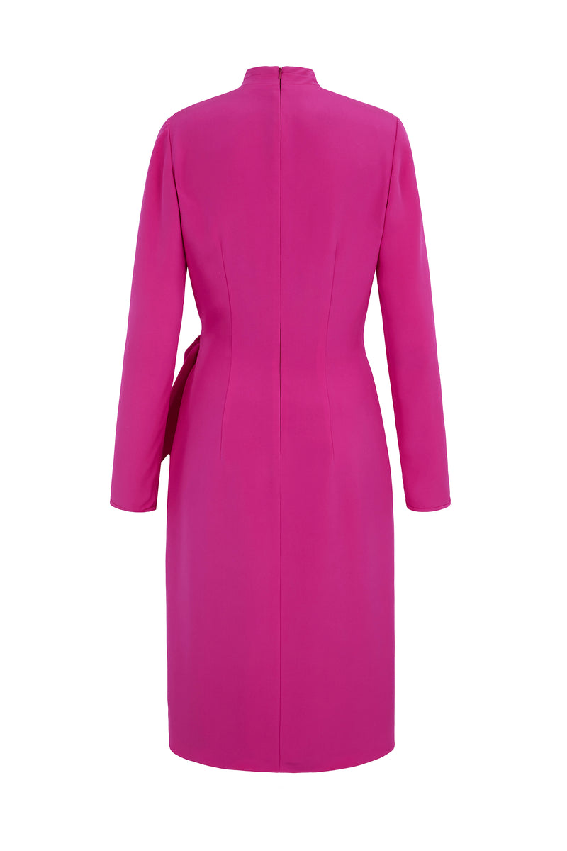 Load image into Gallery viewer, Palermo Wrap Dress Shocking Pink Silk Crepe - ARHCIVE SALE