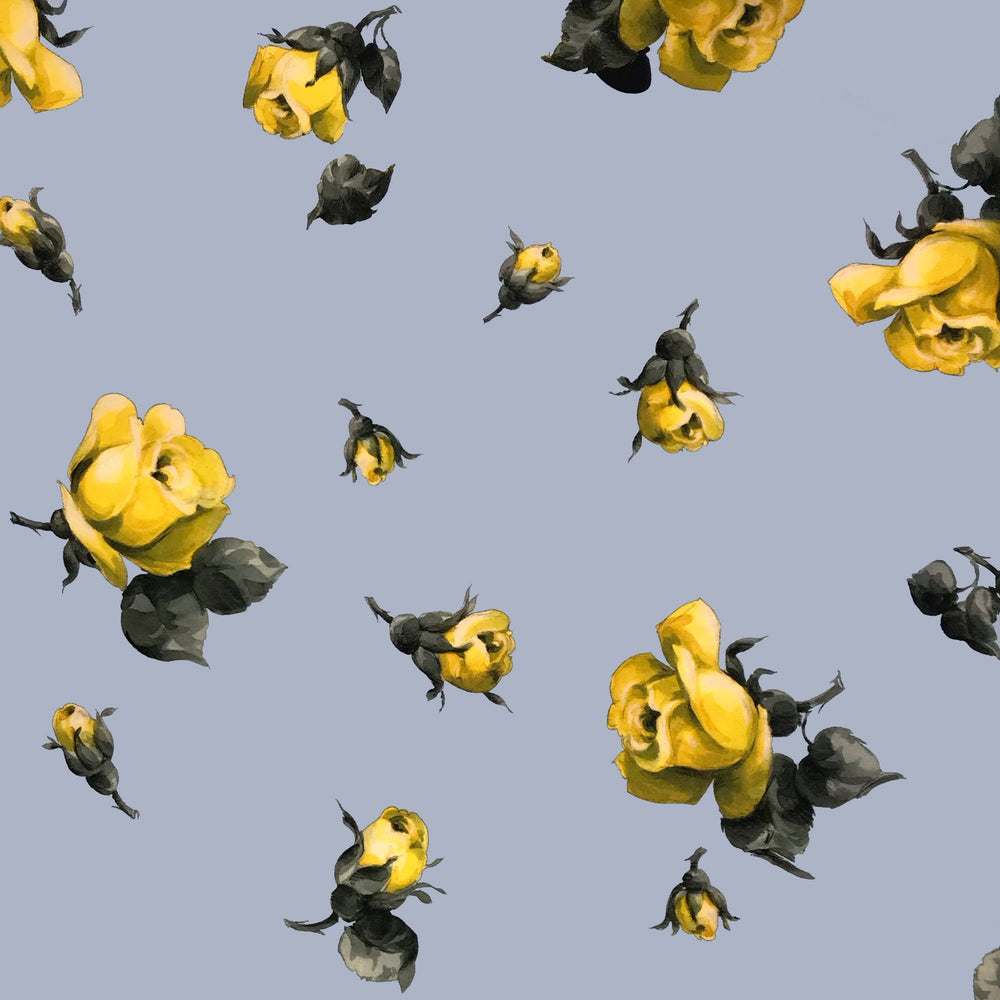 Load image into Gallery viewer, Powder Blue Summer Rose Crepe De Chine