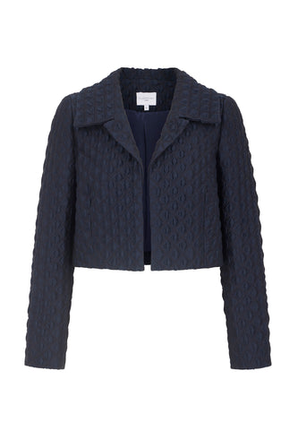 Remy Cropped Jacket Navy Diamond Cloqué