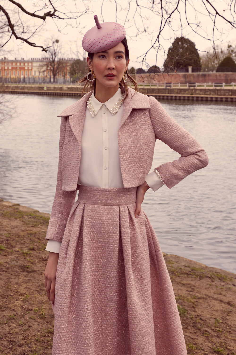 Load image into Gallery viewer, Remy Cropped Jacket Rose Glimmer Weave