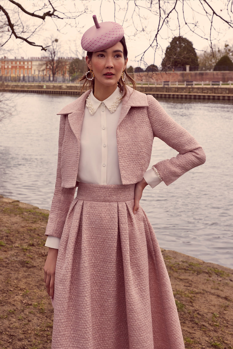Load image into Gallery viewer, Remy Cropped Jacket Rose Glimmer Weave ARCHIVE SALE