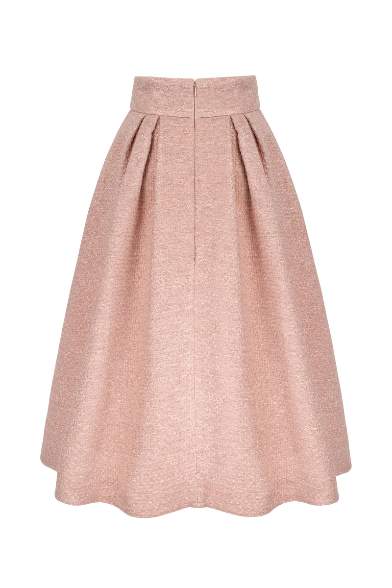 Load image into Gallery viewer, Remy Luxe 50's Midi Skirt Rose Glimmer Weave ARCHIVE SALE