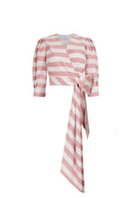Load image into Gallery viewer, Sabina Wrap Top Cotton Stripe