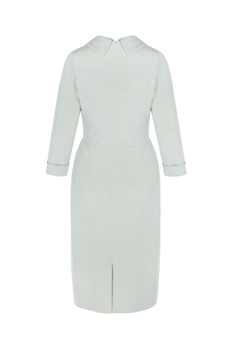 Load image into Gallery viewer, Cowl Shift Dress Eucalyptus Silk - ARCHIVE SALE