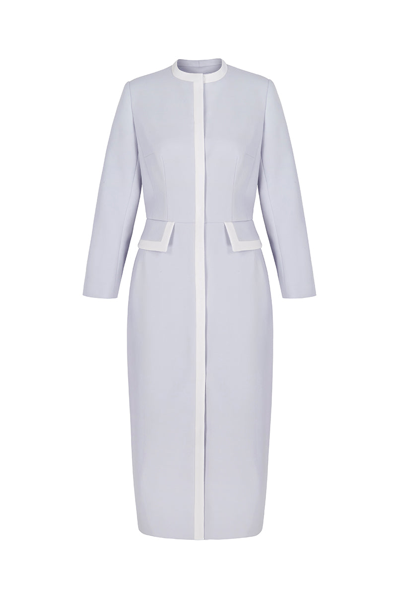 Simple Coat Dress Lupin Blue Simple Coat Dress Lupin Blue