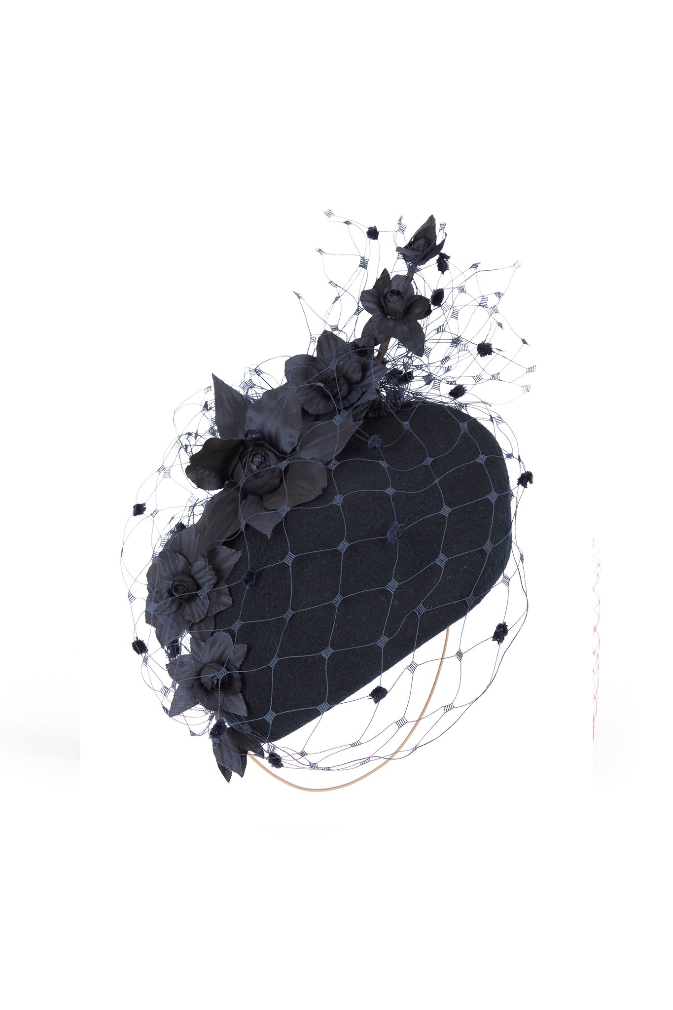 TillyFeltSilkPillboxHatNavy Suzannah London