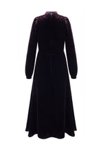 Load image into Gallery viewer, Velvet Grandad Dress Blackcurrant Purple - ARCHIVE SALE