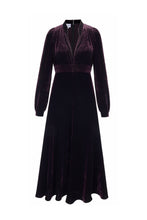 Load image into Gallery viewer, Velvet Grandad Dress Blackcurrant Purple - ARCHIVE SALE