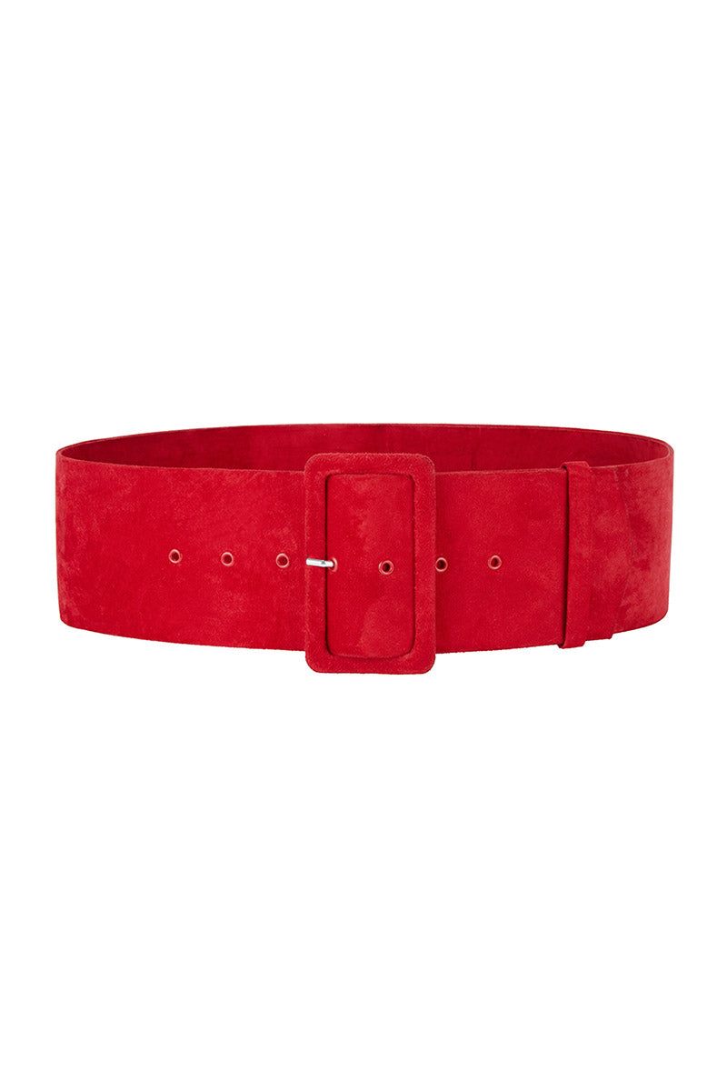 Load image into Gallery viewer, Red Suede Wide Waist Belt