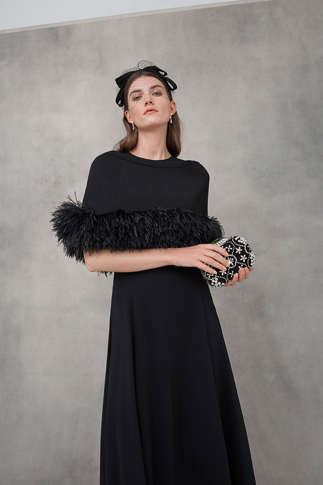 Feather Capelet Black