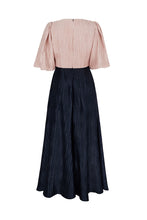 Load image into Gallery viewer, Perla Plissé Dress Blush and Navy Blue